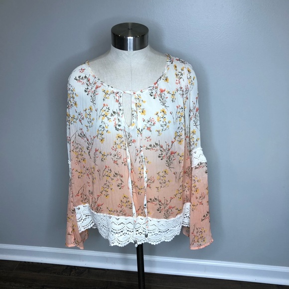 Taylor & Sage Tops - Taylor and sage sheer floral crochet top medium